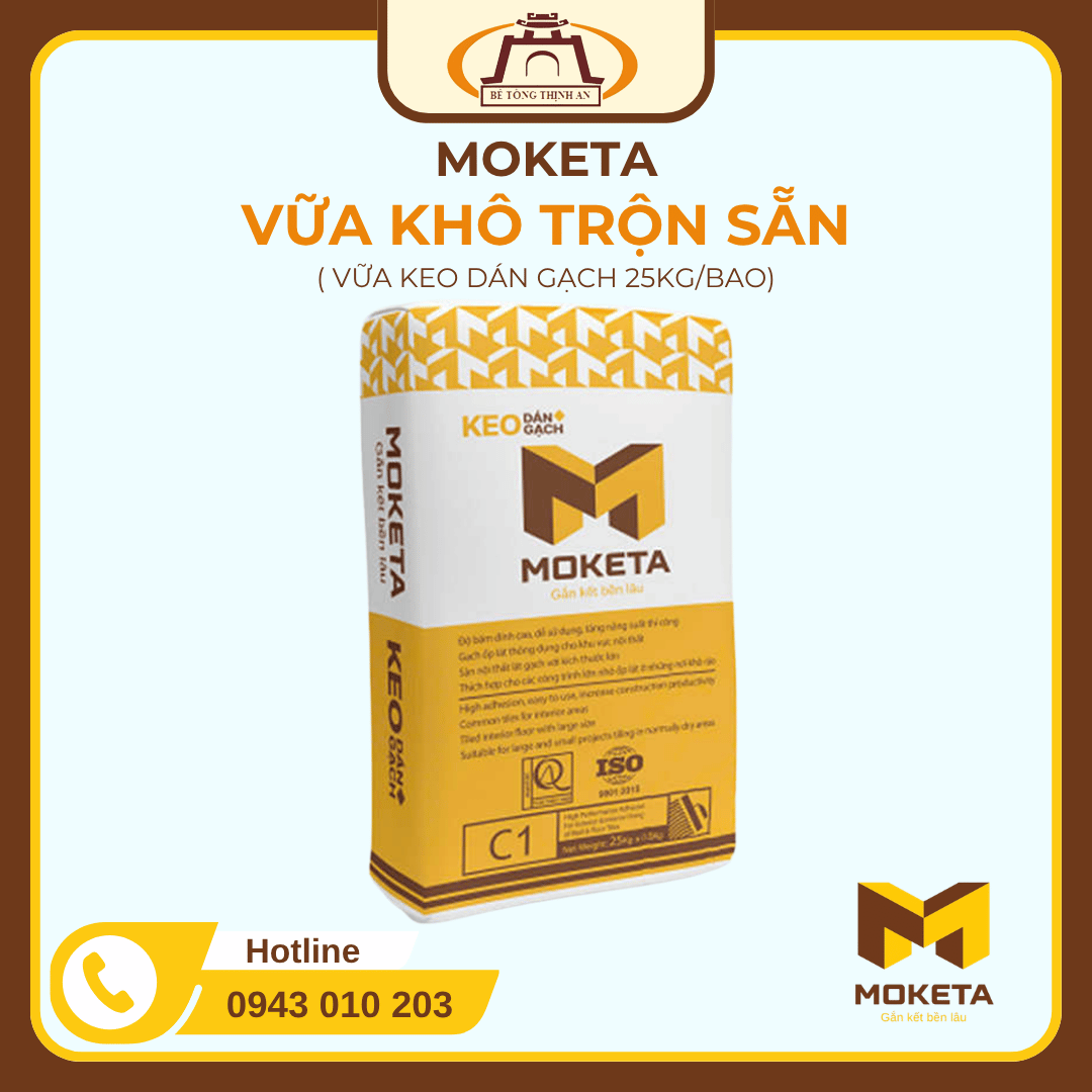 Vữa khô trộn sẵn -Vữa keo dán gạch 25kgbao