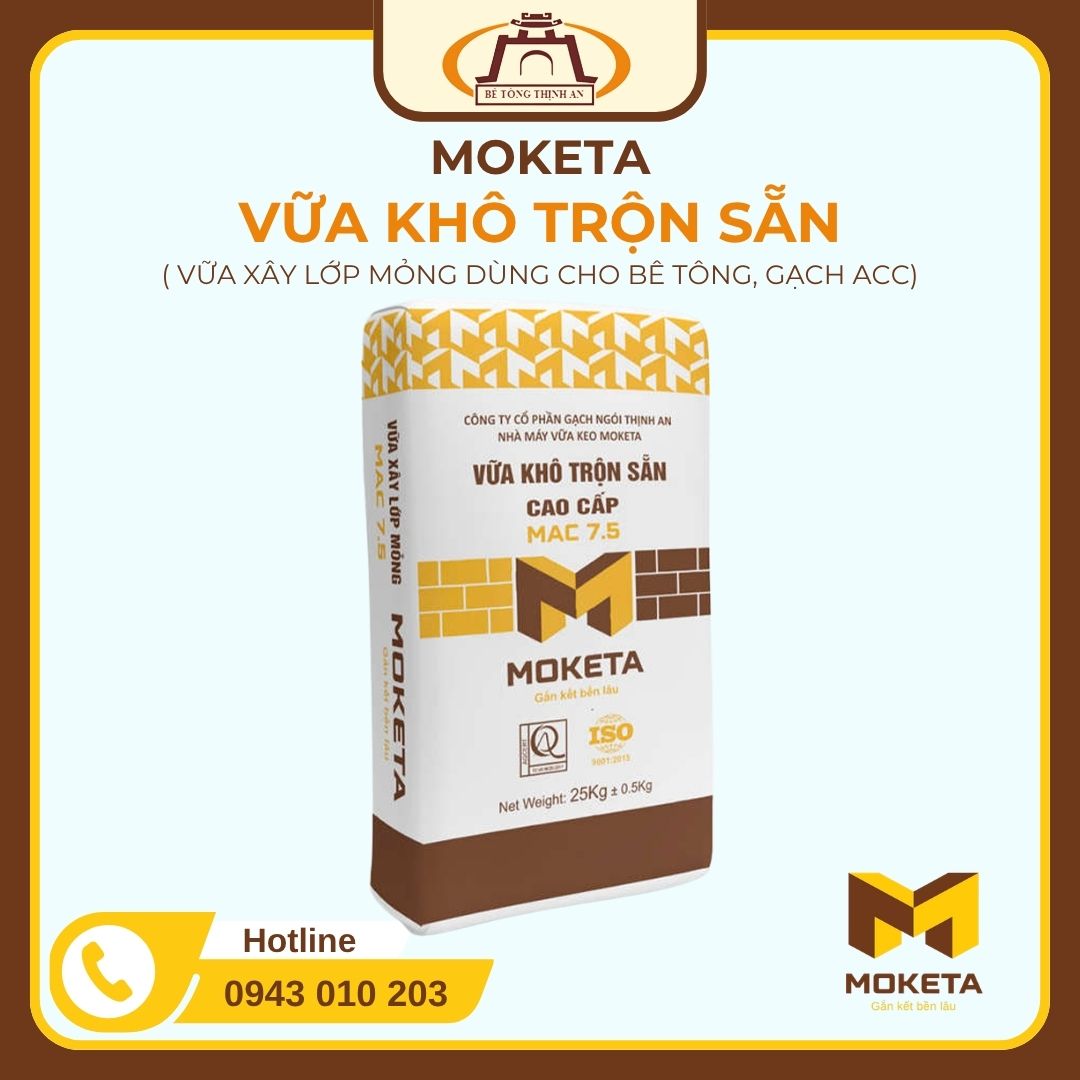 Vữa khô trộn sẵn cao cấp MAC 7.5 - Vữa xây lớp mỏng dùng cho bê tông gạch ACC