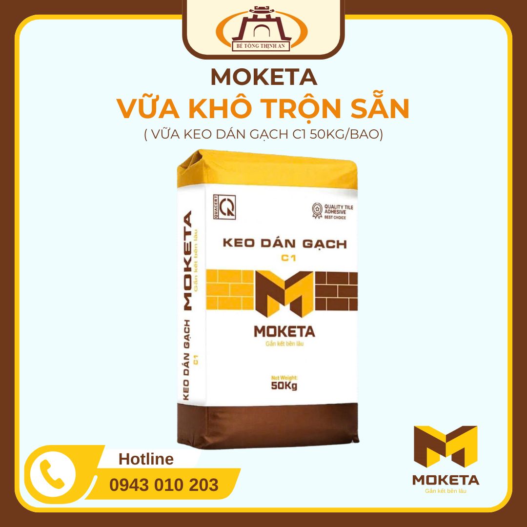 Vữa khô trộn sẵn -Vữa keo dán gạch C1 50kgbao