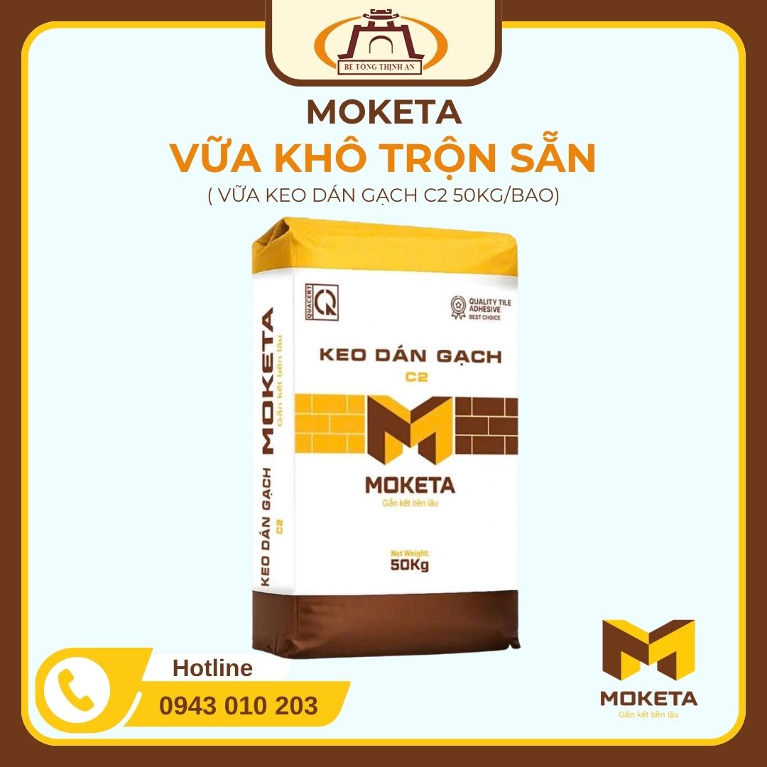 Vữa khô trộn sẵn -Vữa keo dán gạch C2 50kgbao